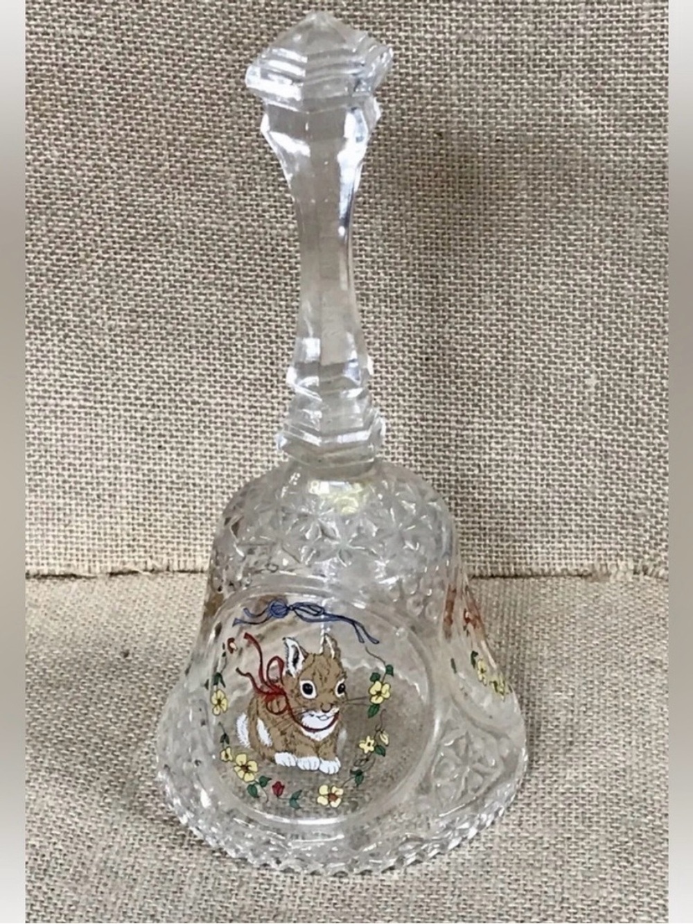 Vintage Bunny Crystal Bell Rabbit Holiday Easter Cottagecore Woodland Spring - Picture 3 of 7